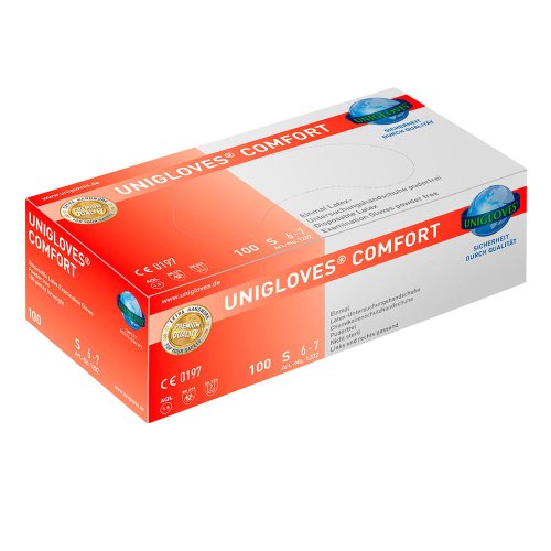 Unigloves puderfreie Latex-Untersuchungshandschuhe Comfort 